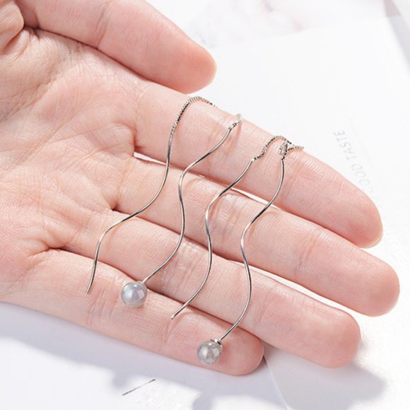 NEW 925 Sterling Silver Moonstone Swirl Earrings - Picture 3 of 6